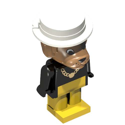 Lego Fabuland Figure, Lionel Lion, White Hat / Black