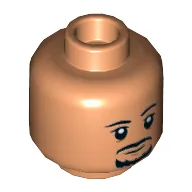 Minifig Head Bail Organa, Black Moustache, Thin Beard / Nougat
