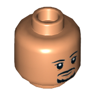 Lego Minifig Head Bail Organa, Black Moustache, Thin Beard / Nougat