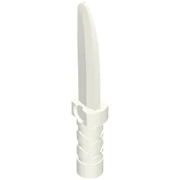 Weapon Dagger / Knife with Flat Hilt End and Curved Blade, Cross Hatched Grip / White