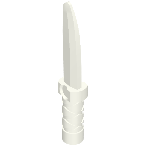 Lego Weapon Dagger / Knife with Flat Hilt End and Curved Blade, Cross Hatched Grip / White