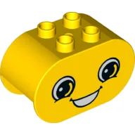 Duplo Brick 2 x 4 x 2 Rounded Ends, Dual Sided with Happy / Angry Print