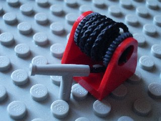 Lego String Reel 2 x 2 Holder with Black Drum with Black String 35L with Light Gray Hose Nozzle Simple (2584 / 2585 / 194cx2)