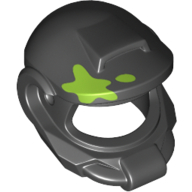 Lego Helmet Elaborate with Lime Paint Spot Print / Black