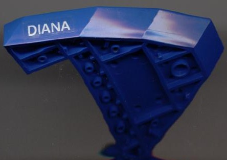 Lego Boat, Bow Top 8 x 10 x 1 with 'DIANA' Pattern on Both Sides (Stickers) - Set 6541