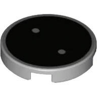 Tile Round 2 x 2 with ':' on Black Background Print / Light Bluish Gray