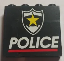 Stickered Assembly 4 x 1 x 3 with Police Red Line and Yellow Star Badge Pattern (Sticker) - Set 1786