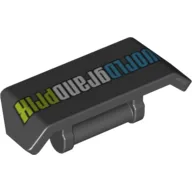 Spoiler 2 x 4 with Handle and 'WORLD GRAND PRIX' Upside-Down Print / Black