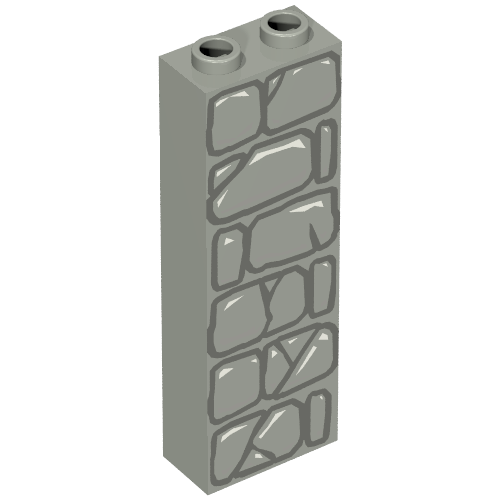 Lego Brick 1 x 2 x 5 with Blocked Open Studs and Bottom Stud Holder with Stone Wall Print