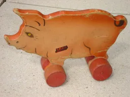 Wooden Pull-Along - Pig (Series 10) {Gris}