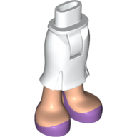 Lego Minidoll Hips and Long Skirt with Light Nougat Legs and Medium Lavender Shoes Print / White