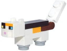 Minecraft Cat, Calico (Dark Azure and Bright Light Yellow Eyes) - Brick Built