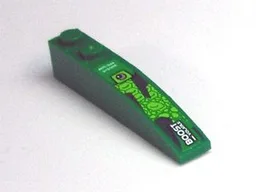 Slope, Curved 6 x 1 with 2 Studs with 'ANTI-GAS SYSTEM' and 'BOOST - VOLATILE' on Green Background Pattern (Sticker) - Set 8114