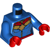 Lego Torso Jacket with Red Collar and Waist, and Gold Star Print, Blue Arms, Red Hands / Blue