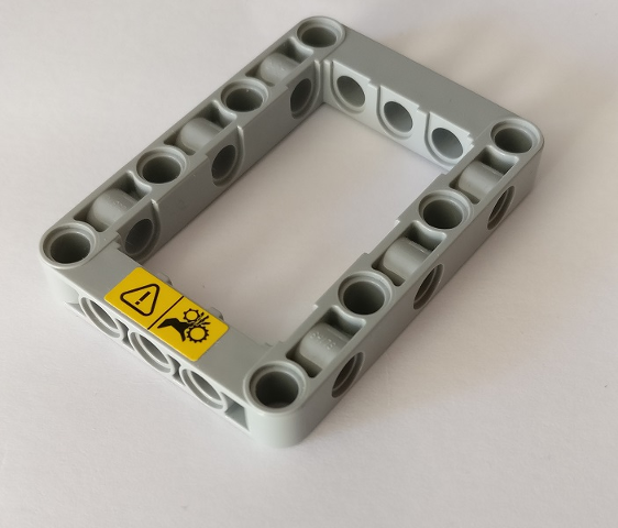 Lego Technic, Liftarm, Modified Frame Thick 5 x 7 Open Center with Warning Sign Pattern (Sticker) - Set 42082
