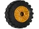 Wheel 18mm D. x 14mm with Pin Hole, Fake Bolts and Shallow Spokes with Black Tire 30.4 x 14 Offset Tread - Band Around Center of Tread (55981 / 92402) / Pearl Gold