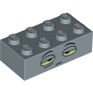 Lego Brick 2 x 4 with Sleepy, Tired Face print / Sand Blue