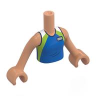 Lego Minidoll Torso Girl with Nougat Arms and Hands with Dark Azure/Line/White Shirt, Name Tag print / Nougat