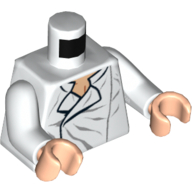Lego Torso Shirt, Open Collar with Wrinkles Print (Han Solo), White Arms, Light Nougat Hands / White