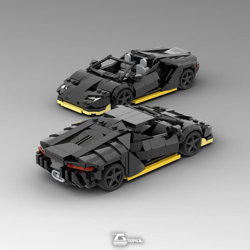 Lego Lamborghini Centenario - Black Yellow - 8stud wide