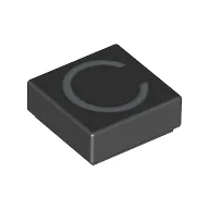 Tile 1 x 1 with letter Capital C Print / Black