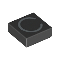 Lego Tile 1 x 1 with letter Capital C Print / Black
