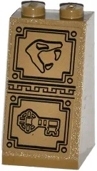 Slope 75 2 x 2 x 3 - Solid Studs with Snake Head Looking Right and Key Bas-Relief Sculpture Pattern (Sticker) - Set 70748