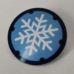 Shield Round Bowed with White Snowflake On Medium Azure Background, Dark Blue Border Print / Light Bluish Gray