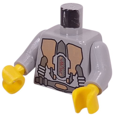 Lego Torso Spacesuit, Gold Triangular Machinery and Belt Print, Light Gray Arms, Yellow Hands / Light Gray