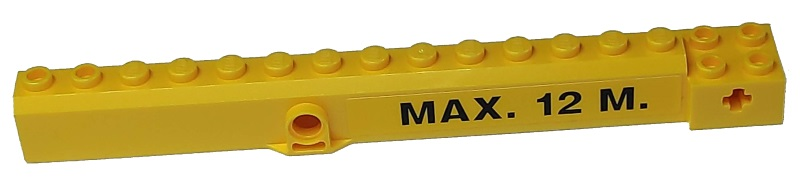 Lego Crane Arm Outside, Wide with Pin Hole at Mid-Point with 'MAX. 12 M.' Pattern on Both Sides (Stickers) - Set 8292