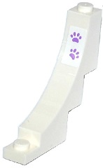 Lego Arch 1 x 5 x 4 Inverted with 2 Medium Lavender Paw Prints Pattern (Sticker) - Set 41099