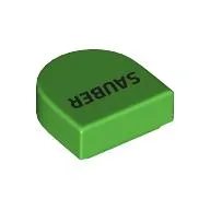Tile Round 1 x 1 Half Circle with Black 'SAUBER' Print / Bright Green