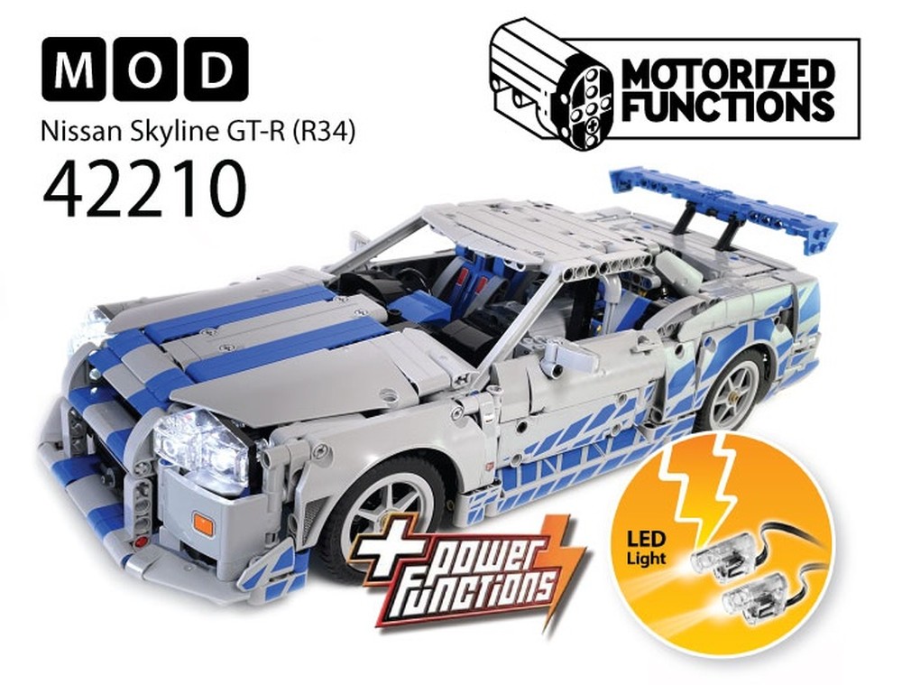 Lego 42210 Fast & Furious 2 Nissan Skyline GT-R (R34) RC MOD for Power Function Motors