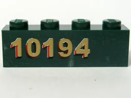 Brick 1 x 4 with Gold '10194' Left Side Pattern (Sticker) - Set 10194