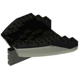 Boat Hull Small Stern 14 x 12 x 5 1/3 with Black Top [Complete Assembly] / Dark Gray
