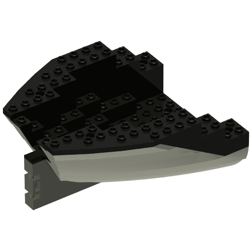 Lego Boat Hull Small Stern 14 x 12 x 5 1/3 with Black Top [Complete Assembly] / Dark Gray
