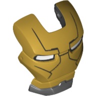 Lego Headwear Accessory Visor Top Hinge with Yellow Face Shield and White Eyes Print (Iron Man) / Black