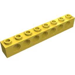 Technic Brick 1 x 8 [7 Pin Holes] / Yellow
