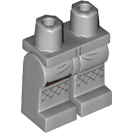 Lego Hips and Light Bluish Gray Legs with Brown Strap and Dark Bluish Gray Stitching Lines Print / Light Bluish Gray