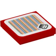 Tile 2 x 2 with Boom Boom and Barcode Print (Sticker) / Red