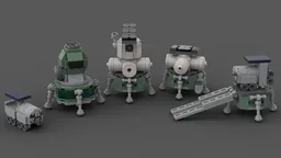LEK Lunar Expeditionary Complex with Heavy Lunokhod, LEK (Lunar Expeditionary Spacecraft), LZhM (Laboratory-Residence Module), LZM (Laboratory-Factory Module) and Lunokhod lander stage [1:110 Saturn V scale]