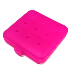 Clikits Container Box, Square with 3 x 3 Holes Arrangement - Hinged / Trans-Dark Pink