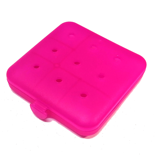 Lego Clikits Container Box, Square with 3 x 3 Holes Arrangement - Hinged / Trans-Dark Pink