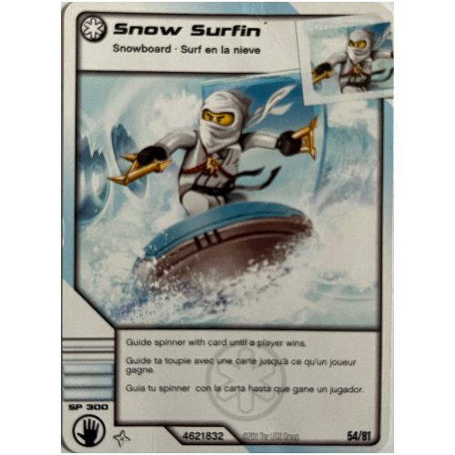 Lego Trading Card, Ninjago Deck #1: 54 - Snow Surfin' - North American Version / [No Color/Any Color]