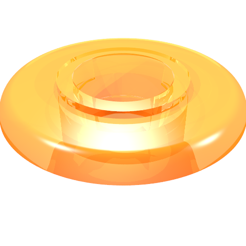 Lego Clikits Bead, Ring Thin Large with Hole and High Connector / Trans-Orange
