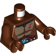 Lego Torso Crocodile Skin with Dark Red Scar and Chi Orb Print, Reddish Brown Arms and Hands / Reddish Brown