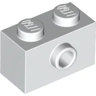 Brick Special 1 x 2 with 1 Center Stud on 1 Side, Bottom Stud Holder / White
