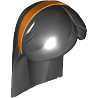 Lego Hair Long Straight with Bangs, and Orange Band Print / Black