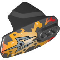 Lego Large Figure Limb Cover, Size 5, Armor with Ball Joint Socket with Fire and Silver Single Lightning Bolt Print (Jetbug) / Black