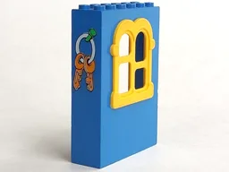 Fabuland Building Wall 2 x 6 x 7 with Squared Yellow Window with Keys Pattern (Sticker) - Set 3669